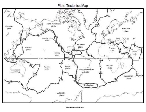 Free Printable Tectonic Plates Map â¦